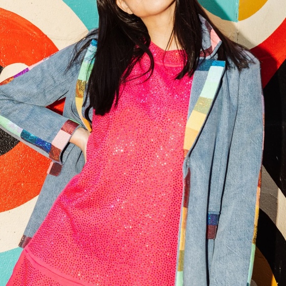 Queen of Sparkles Denim Rainbow Blazer - Picture 3 of 3